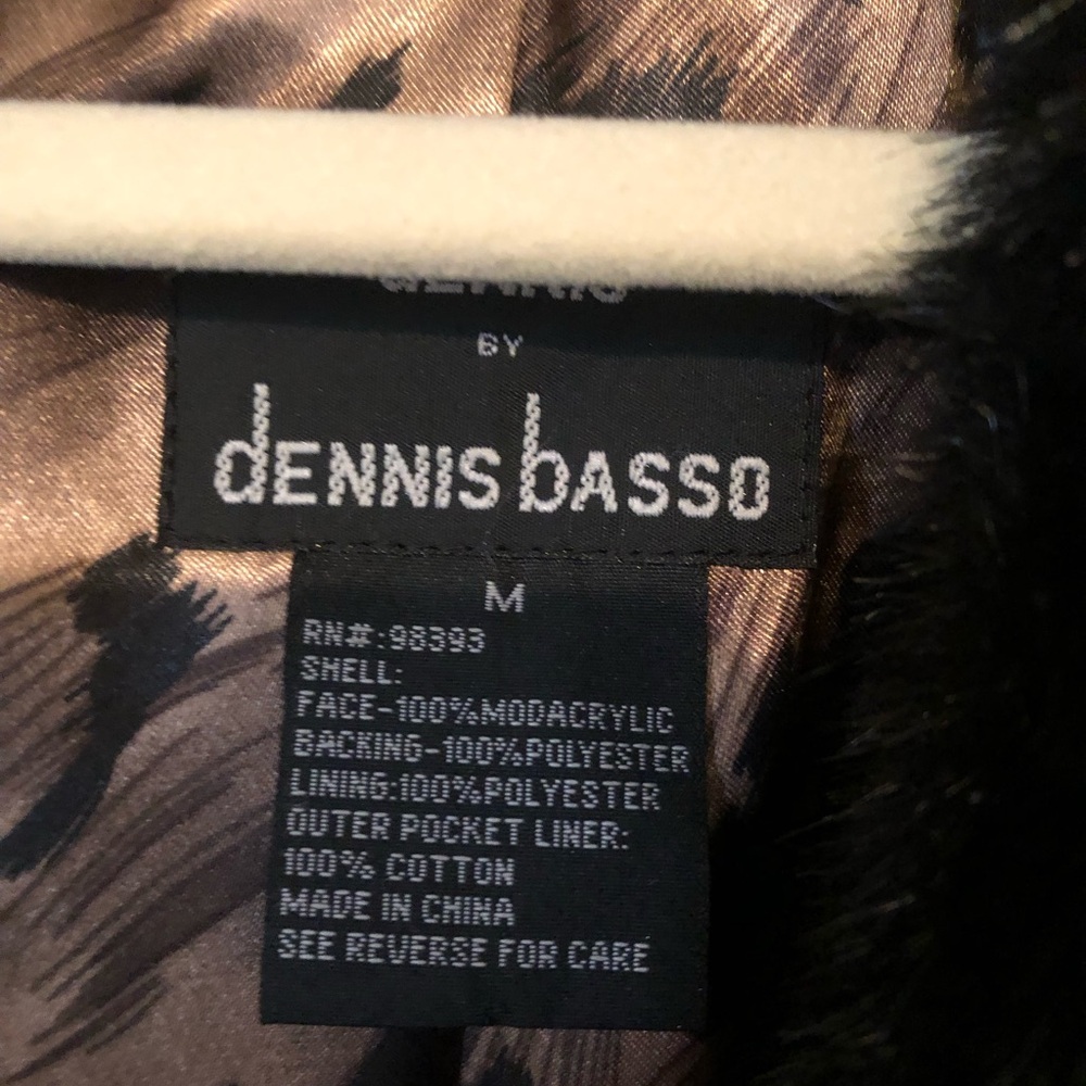 Dennis Basso Black Faux Fur Coat with Leopard Lining - Picture 2 of 4